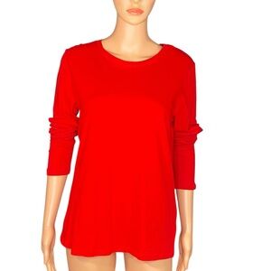 Time and Tru Red Tee NWT Long Sleeve Crewneck Layering Piece SZ Small 4-6